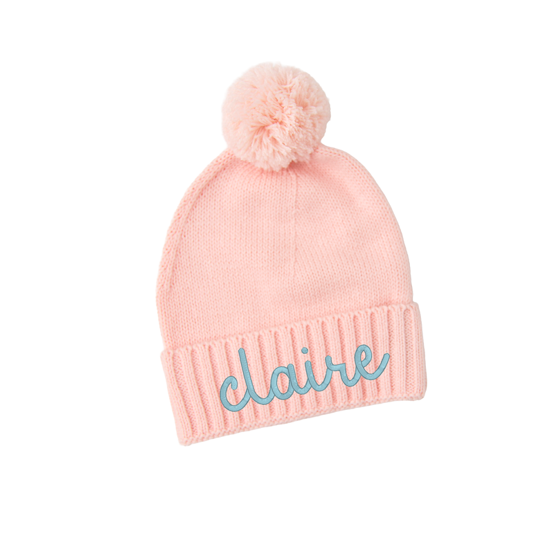 Light Pink KNIT POM BEANIE - Gigi and Max