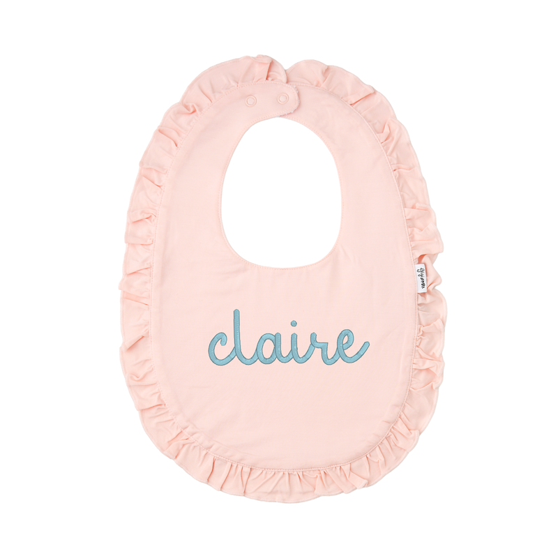 Light Pink RUFFLE SNAP BIB - Gigi and Max