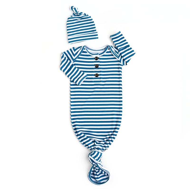 Cooper Blue Ribbed GOWN - Gigi and Max