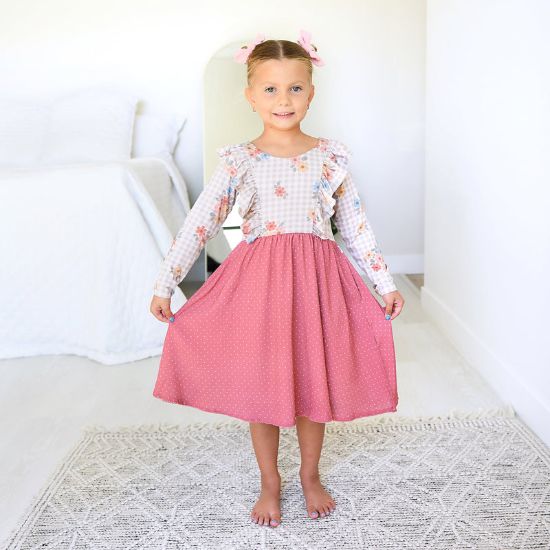 Callie RUFFLE LONG SLEEVE DRESS - Gigi and Max