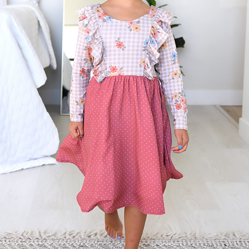 Callie RUFFLE LONG SLEEVE DRESS - Gigi and Max