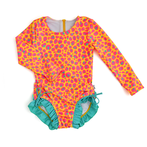 Kelly Cheetah Neon RASH GUARD SWIMSUIT - Gigi and Max