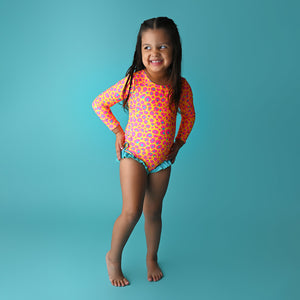 Kelly Cheetah Neon RASH GUARD SWIMSUIT - Gigi and Max