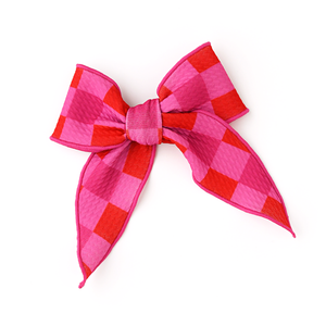 Sydney Pink Checks CLIP BOW - Gigi and Max