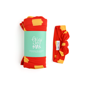 Iowa Cardinal & Gold SWADDLE - Gigi and Max