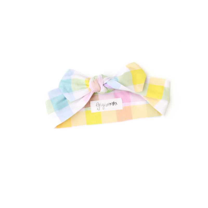 Winnie Pastel Plaid TOPKNOT HEADBAND