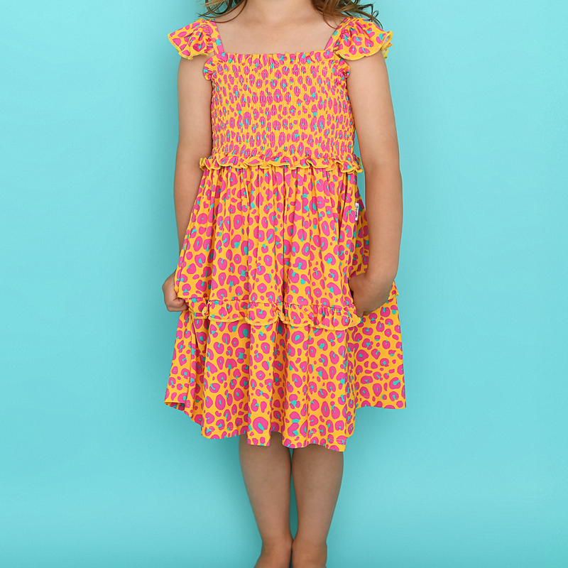 Kelly Leopard SMOCKED DRESS - Gigi and Max