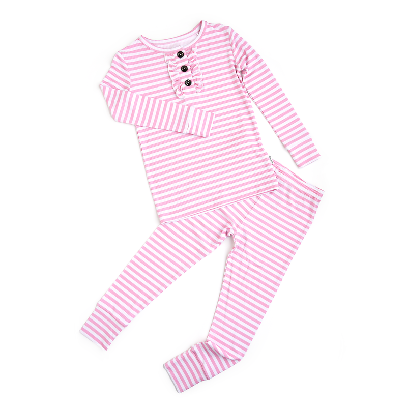 Lana Pink Ribbed RUFFLE TWO PIECE - Gigi and Max