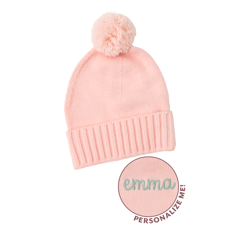 Light Pink KNIT POM BEANIE - Gigi and Max