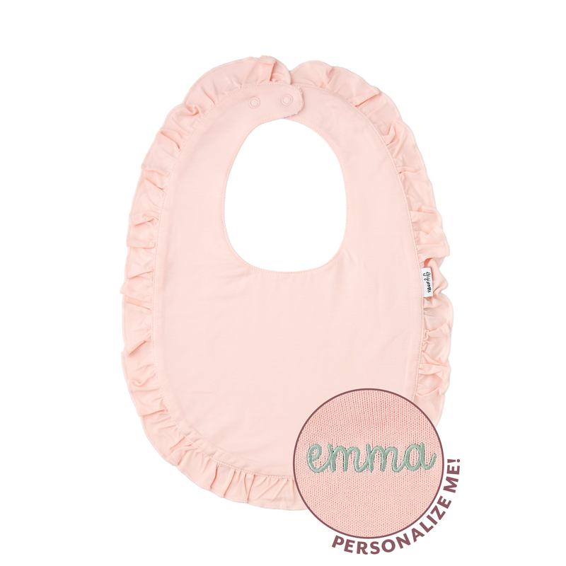 Light Pink RUFFLE SNAP BIB - Gigi and Max