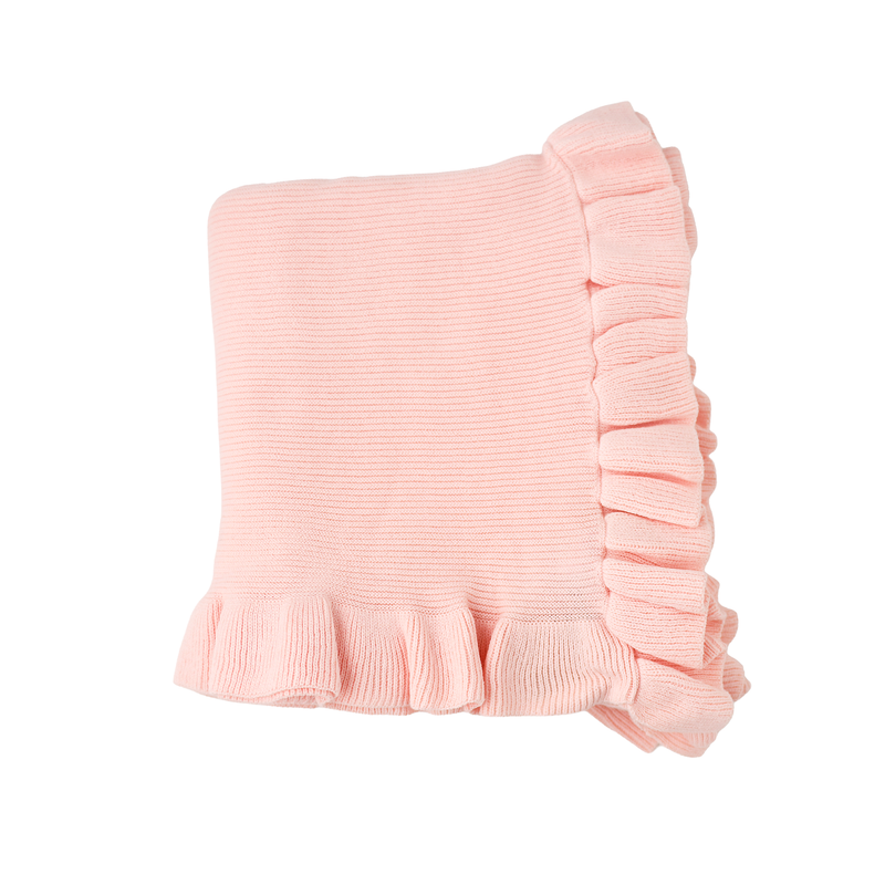 Light Pink KNIT RUFFLE BLANKET - Gigi and Max