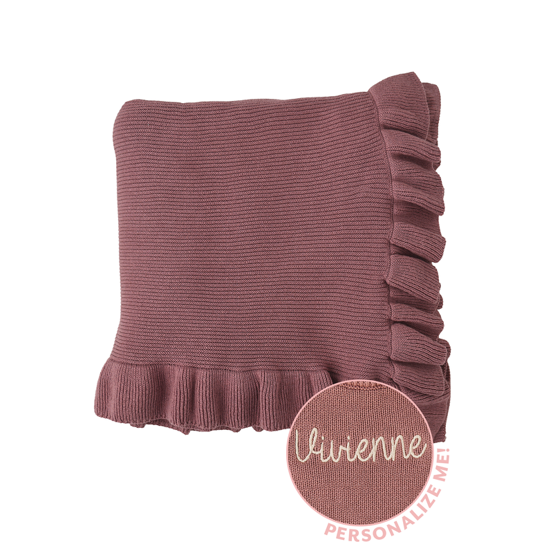 Kate Mauve KNIT RUFFLE BLANKET - Gigi and Max