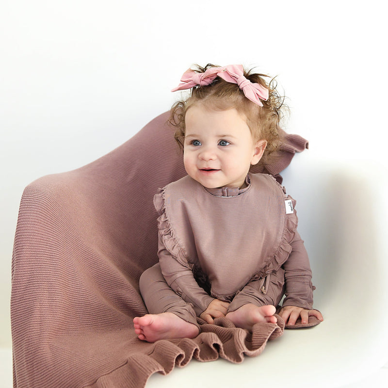 Mauve RUFFLE SNAP BIB - Gigi and Max