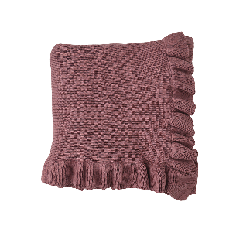 Mauve KNIT RUFFLE BLANKET - Gigi and Max