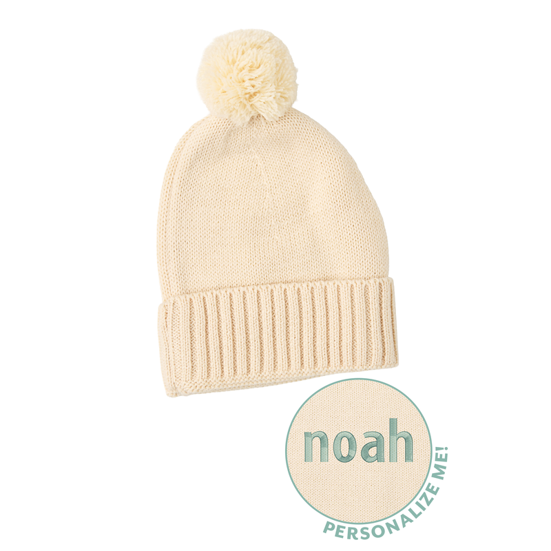 Oatmeal KNIT POM BEANIE - Gigi and Max