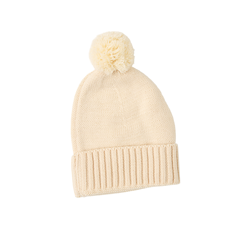 Oatmeal KNIT POM BEANIE - Gigi and Max