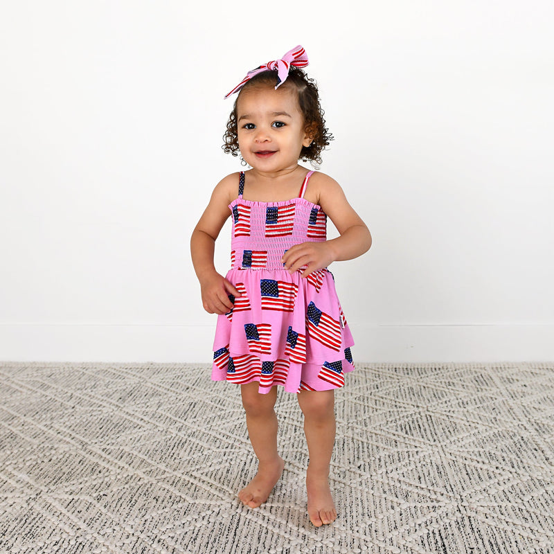 Betty Pink Flag SMOCKED TIERED TUTU - Gigi and Max