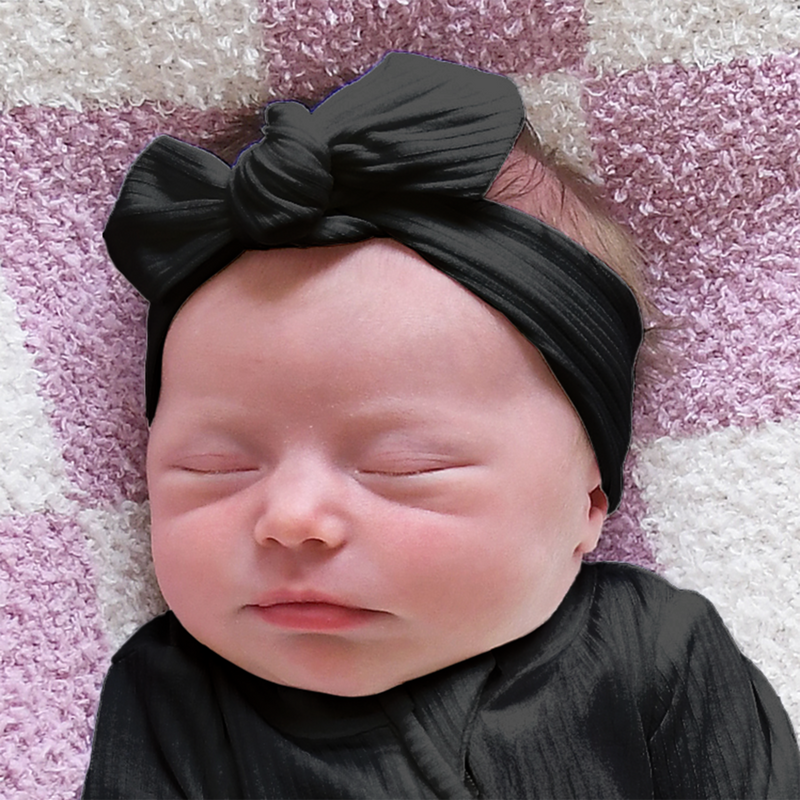 Onyx Ribbed TOPKNOT HEADBAND - Gigi and Max