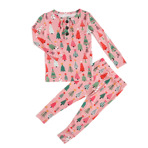 Noelle Pink Trees RUFFLE TWO PIECE - Will Ship 9/19 - Gigi and Max