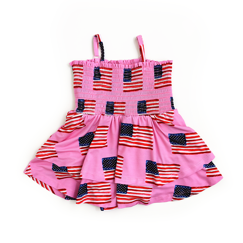 Betty Pink Flag SMOCKED TIERED TUTU - Gigi and Max