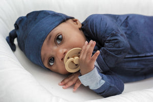 Jack Navy Marble Newborn knot hat - Gigi and Max