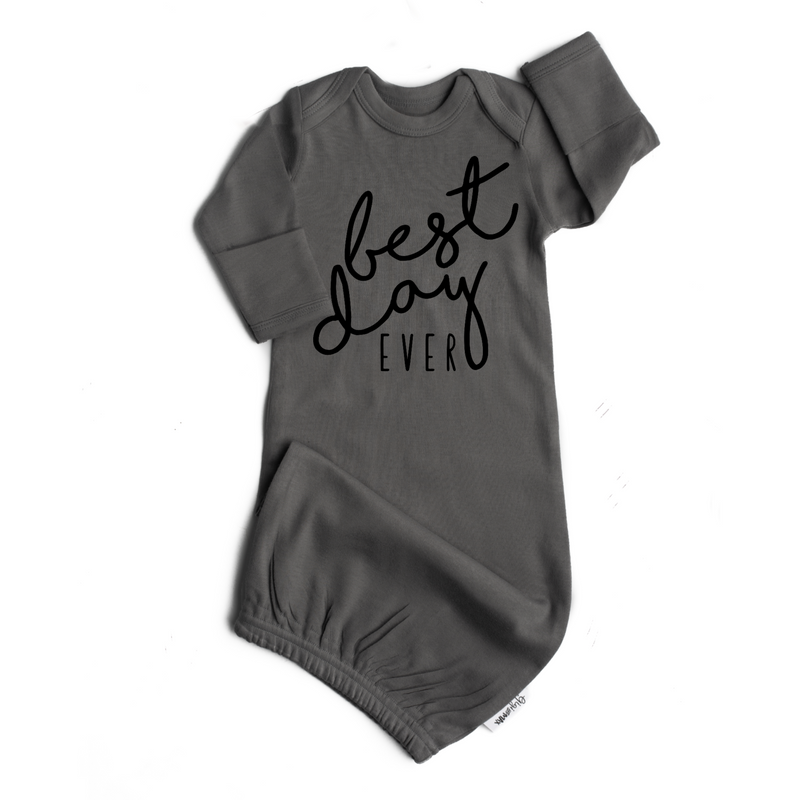 Gown Black on Gray - Best day ever - Gigi and Max