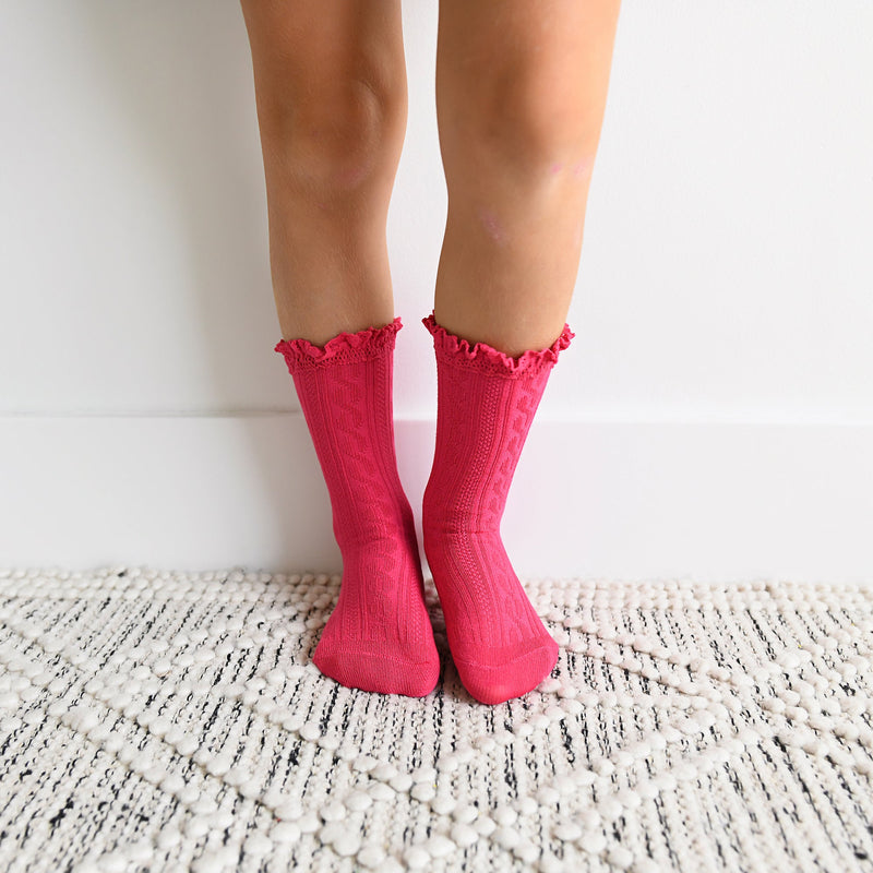 Magenta LACE SOCKS - Gigi and Max
