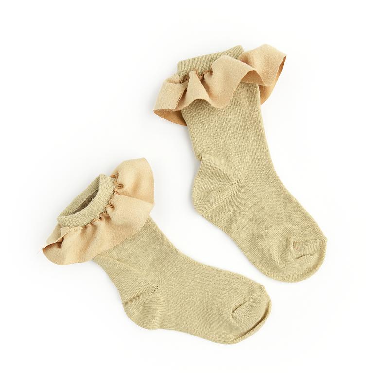 Khaki RUFFLE SOCKS - Gigi and Max