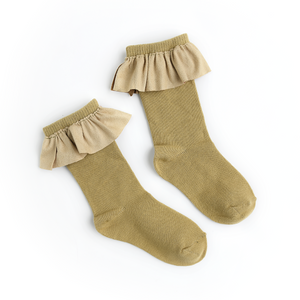 Olive Ruffle Socks - Gigi and Max