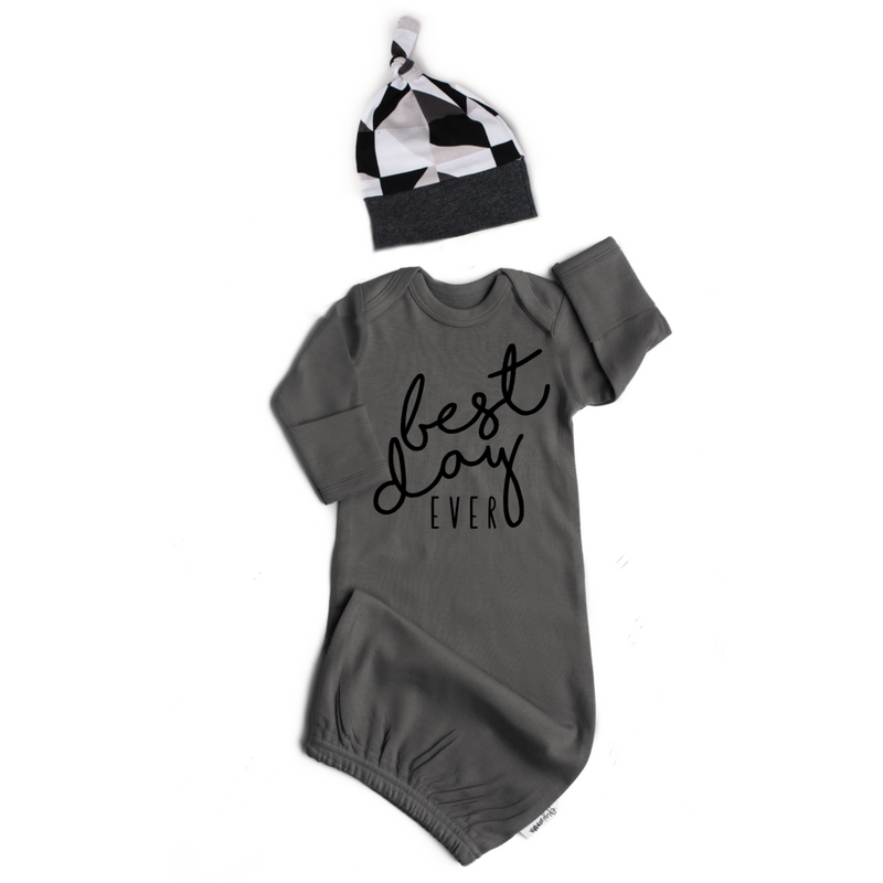 Gown Black on Gray - Best day ever - Gigi and Max