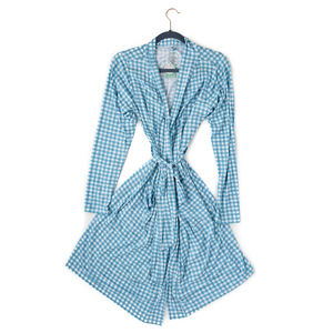 Connor Blue Gingham Mommy Robe - Gigi and Max