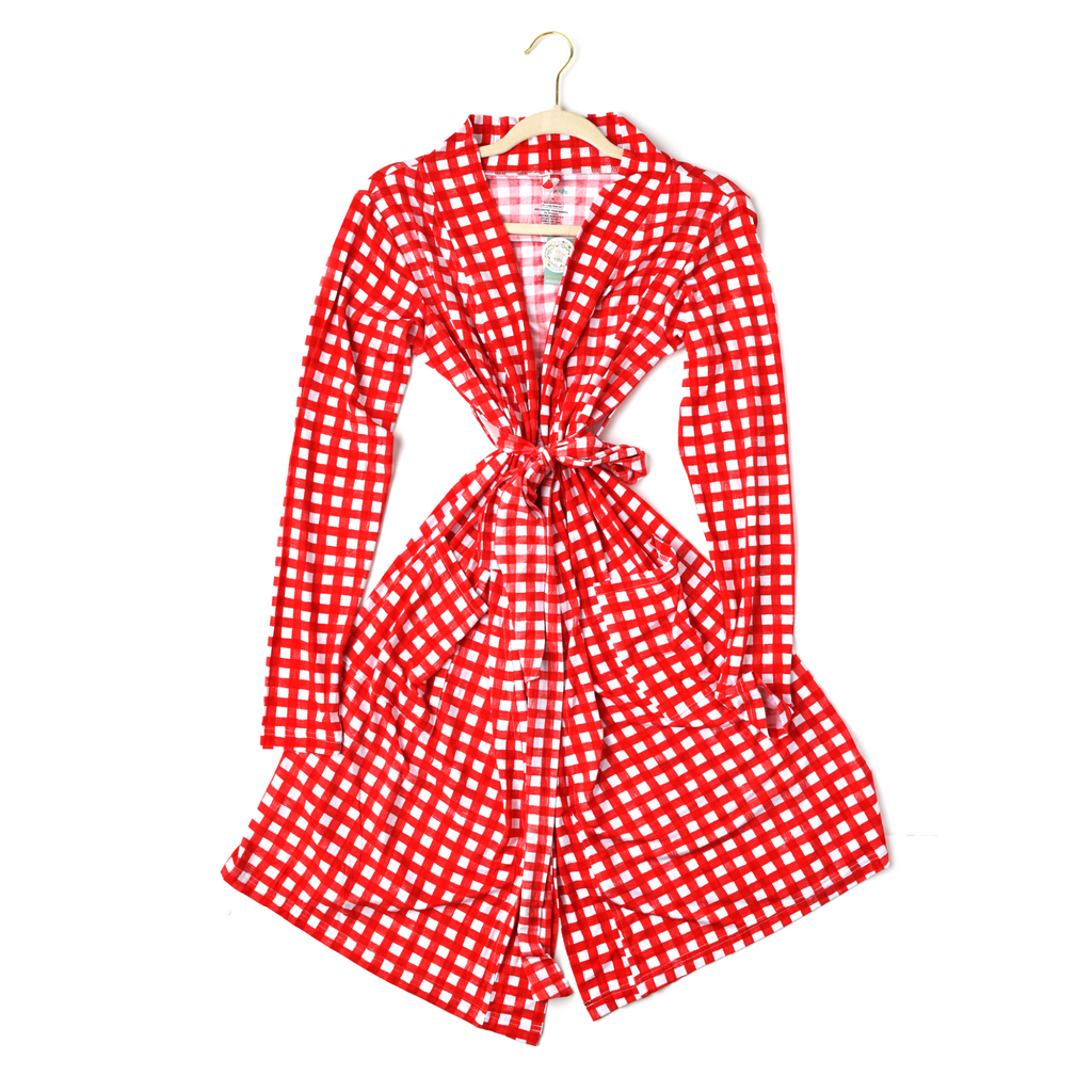 Frost Red Gingham MOMMY ROBE - Gigi and Max
