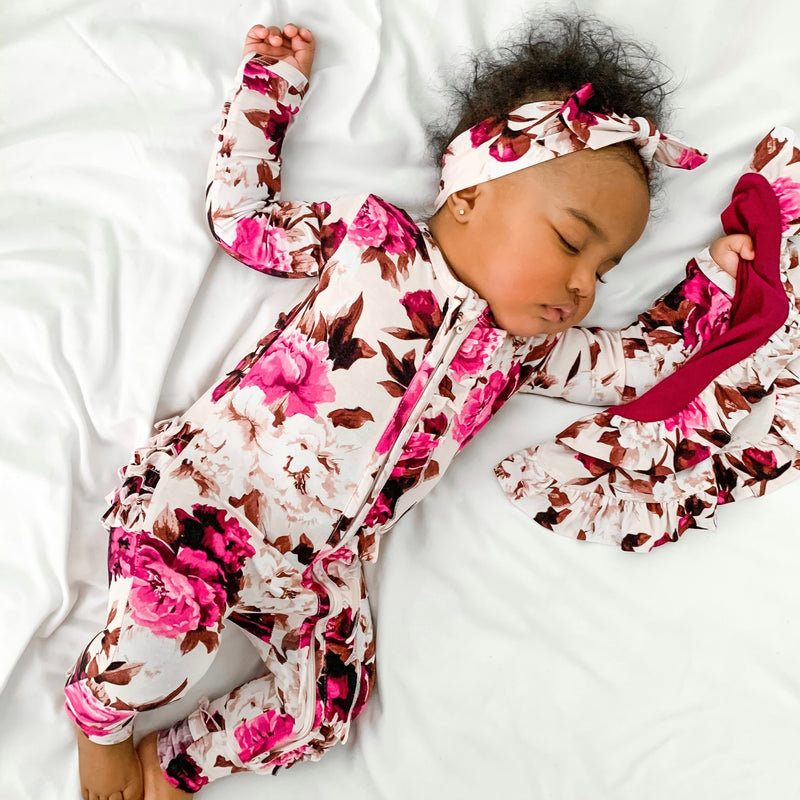 Tank/Pink Floral Topknot Headband - Gigi and Max